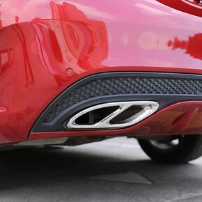 Car Exterior Exhaust Pipe Mufflers Cover Compatible for Mercedes-Benz A B C E CLA GLC GLE GLS Class W205 W213 X253 Rear Bumper Cylinder Exhaust Pipe Cover Decor Accessories (Glossy Black, Stainless)