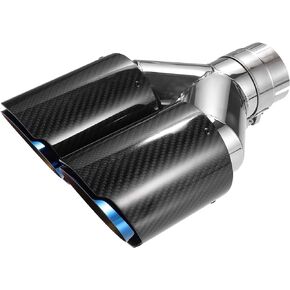 Car Exhaust Tip Tail Pipe, 2.4 Inch Inlet 7.09 Inch Outlet 9.84 Inch Length Universal for Rear Dual Muffler Anti-Corrosion Stainless Steel Flame Blue Black