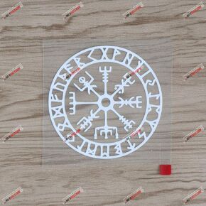 ملصق لاصق بوصلة Vegvisir Viking Runic مقاس 4 بوصات من الفينيل Viking Odin Norse باللون الأبيض sda1