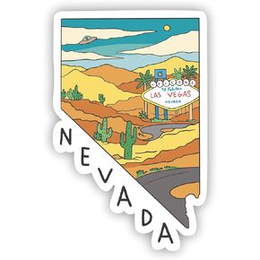 VulgrCo US State Nevada Cartoon Desert Las Vegas Funny Sticker Vinyl Waterproof UV Resistant Decal for Phones Laptops Water Bottles Tumblers Boats Cars Trucks Windows Kayak 3" inch Bumper Stickers