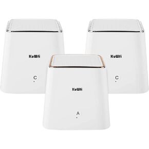 نظام KuWFi Mesh Wi-Fi، غطاء شبكة جيجابت واي فاي، يستبدل جهاز توجيه WiFi وموسع، المنزل بالكامل 6000 قدم مربع. تغطية قدم، معزز شبكة WiFi لاسلكي عالي الأداء وسلس (3 عبوات) in Kuwait