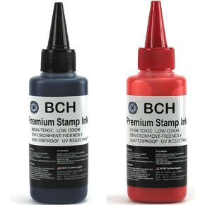 Red and Black Combo Stamp Ink Refill by BCH - Premium Grade -2.5 oz (75 ml) Ink Per Bottle