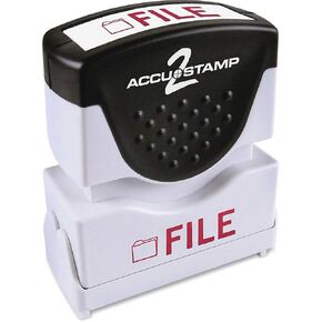 ACCU-STAMP2 Message Stamp with Shutter, 1-Color, FILE, 1-5/8" x 1/2" Impression, Pre-Ink, Red Ink (035576)