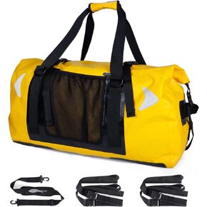 65L Waterproof Duffel Bag for Men and Women - Large Motorcycle Duffle Bag with Straps for Back Seat - Roll Top Dry Bag for Kayaking, Rafting, Boating, Swimming, Beach (Black)