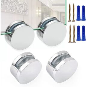 AccEncyc Frameless Mirror Mounting Hardware Kit 4 Pack Zinc Alloy Mirror Holders Mirror Mounting Brackets Glass Clips Clamps Bathroom Mirrors Supporting Sheet Fitting for 3-5mm Thick Glass - Chrome