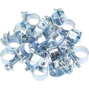 84 Pieces 10 Sizes Mini Fuel Injection Style Hose Clamps, Zinc Plated Adjustable Pipe Hose Clip Tube Clamps