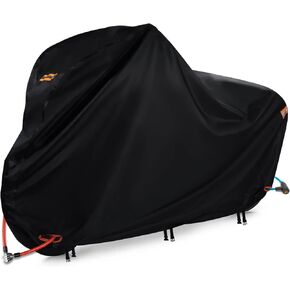 Bike Cover Waterproof Outdoor Bicycle Covers with Lock Holes & 3 Buckles 420D Heavy Duty Ripstop Material Anti UV Snow Wind Proof for Mountain Road City Electric Bikes