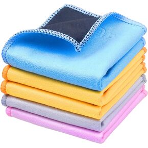Eco-Fused Microfiber Cleaning Cloths - 5 Pack - Double-Sided Cleaning Cloths - Microfiber and Suede Cloth for Smartphones, LCD TV, Tablets, Laptop Screens, Camera Lenses (Multi Color & Size)