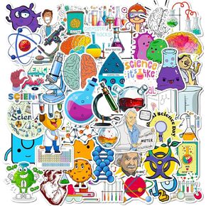 50 pcs Experimental Device Sticker Physical Chemistry Equipment Cartoon Sticker Pharmacist Chemical Equation Personality Sticker