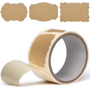 Scalloped Kraft Paper Labels - Brown Kraft Stickers 2x3 (Roll of 100 Labels) Gift Tags - Gift Labels