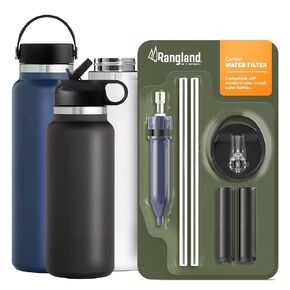 Universal Filter System Designed for Wide-Mouth HydroFlask, IronFlask and ThermoFlask Water Bottles - Sport Cap Lid, Replacement Straws and Carbon Activated Cartridges (3)