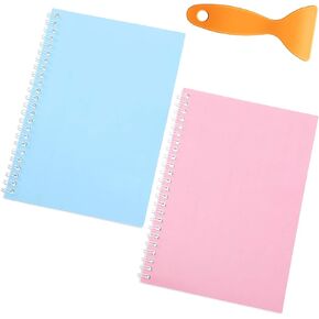 Zonon 2 Pcs Sticker Collecting Albums with a Plastic Spatula Reusable Sticker Collecting Books 8.3 x 5.8 Inches Notepads Collection Accessories Labels(Flower)