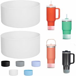 Boot for Stanley Cup Accessories, Silicone sleeve for Stanley Accessories, 40 oz 30 oz Tumbler Bottle, Bottom protector for Owala, boot for Stanley Cup Accessories (2-Pack, Black) in Kuwait