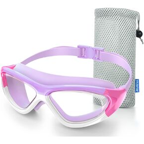 Kids Swim Goggles, Wide Vision Kids Swimming Goggles, Anti-Fog Pool Goggles for Kids Age 3-12