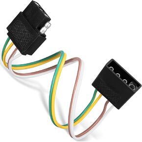 4 Pin Trailer Light Wire Harness Extension 1ft - 18AWG Cooper Core Wire with Male and Female PVC Plug - Replacement for All Types Trailer Boat RV Track Snowmobile Watercraft