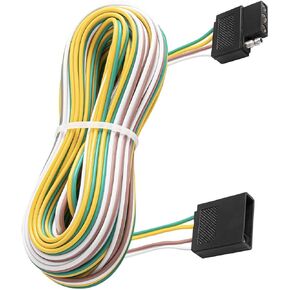 4 Pin Trailer Light Wire Harness Extension 1ft - 18AWG Cooper Core Wire with Male and Female PVC Plug - Replacement for All Types Trailer Boat RV Track Snowmobile Watercraft