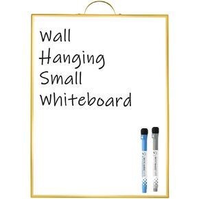 Small Dry Erase Whiteboard for Wall, 16" x 12" Hanging White Board with Handle, Portable Aluminum Frame Magnetic Surface Hang Message Memo Board & 2 Markers for Office Home Kitchen Dorm School