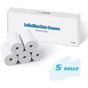 Dragon Touch InstantFun Kids Camera Refill Print Paper, Zero Ink, 5 Rolls, 2 1/4" x 50’, 58mm x 15m, Thermal Paper, Print Paper-White