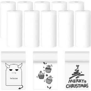 10 Rolls 2.2in x 19ft White Thermal Sticker Printer Paper Rolls for Mini Pocket Printer, Mini Portable Printer Sticker Paper, Thermal Receipt Paper Rolls,Thermal printer Cash Register Roll POS Paper