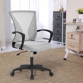 OffiClever Mesh Backrest Wheels Ergonomic Lumbar Support and Fully Adjustable Executive Office Chair, Black