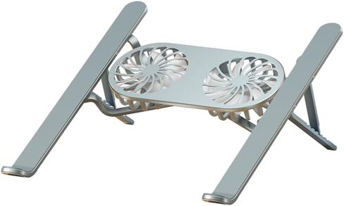 Laptop Stand with Cooling Fans, Aluminum Foldable and Portable Notebook Ventilated Cooling Stand Holder for Desk, Laptop Cooler with Low-Noise Fans Support Up to 17.3" Notebook Computer -Grey in Kuwait