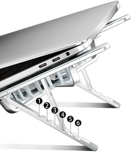 Laptop Stand with Cooling Fans, Aluminum Foldable and Portable Notebook Ventilated Cooling Stand Holder for Desk, Laptop Cooler with Low-Noise Fans Support Up to 17.3" Notebook Computer -Grey in Kuwait