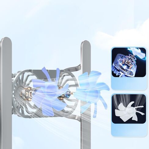 Laptop Stand with Cooling Fans, Aluminum Foldable and Portable Notebook Ventilated Cooling Stand Holder for Desk, Laptop Cooler with Low-Noise Fans Support Up to 17.3" Notebook Computer -Grey in Kuwait