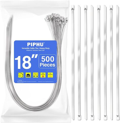 12 Inch Metal Zip Ties (100 Pk) 304 Stainless Steel Cable Ties Heavy Duty Zip Ties 270 lbs Suitable for Exhaust Wrapping Fence Outdoor Canopy in Kuwait