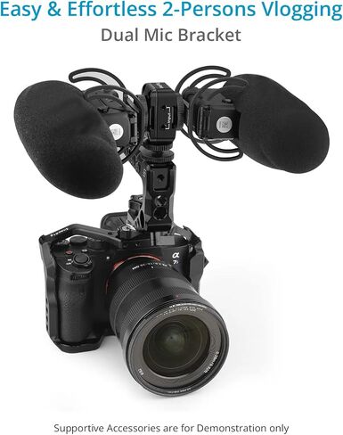 دعامة حذاء مزدوجة باردة من PROAIM Snaprig لجهاز Rode Wireless GO وSaramonic Blink 500 Mics. لمدونات الفيديو لشخصين | لنظام الميكروفون، والكاميرا، والقفص، ومقبض المقبض (CA270) in Saudi Arabia