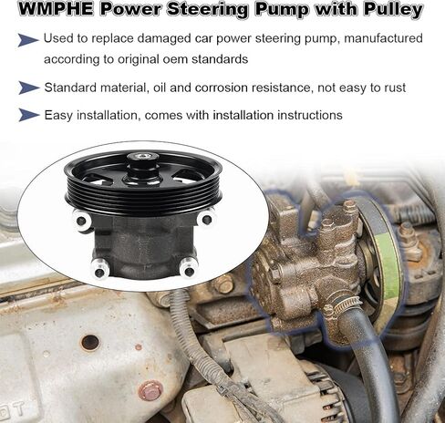 مضخة توجيه كهربائية مع بكرة متوافقة مع Ford Expedition 2003 2004 2005 2006، Ford F-150 2004 2005 2006 2007 2008، Lincoln Navigator وMark LT، بديلة لـ 20-312، 6L3Z3A674B in Saudi Arabia