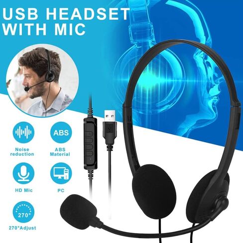 سماعة رأس USB مع ميكروفون لإلغاء الضوضاء لدردشة مكالمات الكمبيوتر الشخصي in Saudi Arabia