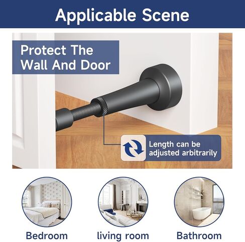 Adjustable Height Door Stopper, Aluminum Door Stoppers for Bottom of Door, Door Stoppers for Wall Blcak Matte Silicone Tip, Easy Installation in Saudi Arabia