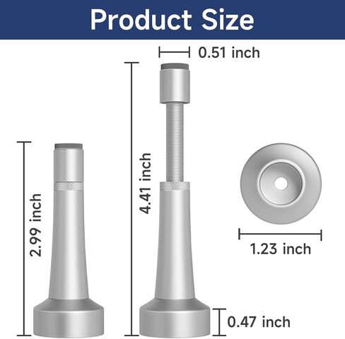 Adjustable Height Door Stopper, Aluminum Door Stoppers for Bottom of Door, Door Stoppers for Wall Blcak Matte Silicone Tip, Easy Installation in Saudi Arabia