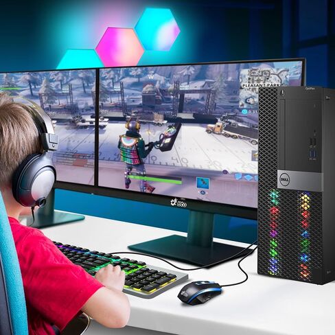 Dell RGB Gaming Tower Computer - Intel i7 6th Gen, NVIDIA GTX 1050 Ti 4GB, 16GB DDR4 Ram, 1TB SSD, New Dual 24 inch LED Screen, Prebuilt Gaming Desktop PC with WiFi, Windows 10 Pro (Renewed) in Saudi Arabia