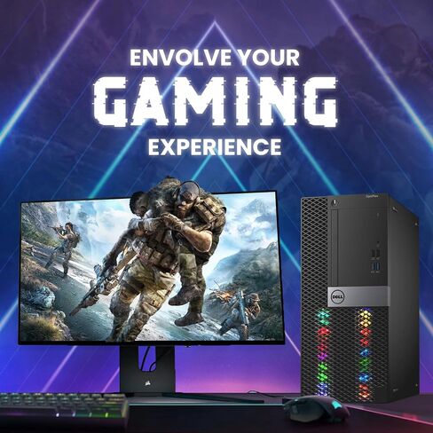Dell RGB Gaming Tower Computer - Intel i7 6th Gen, NVIDIA GTX 1050 Ti 4GB, 16GB DDR4 Ram, 1TB SSD, New Dual 24 inch LED Screen, Prebuilt Gaming Desktop PC with WiFi, Windows 10 Pro (Renewed) in Saudi Arabia