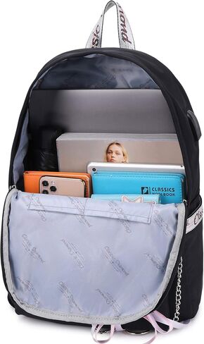 Hey Yoo School Backpack for Girls Women Children Kids Backpack School Bag Bookbag Set with Lunch Bag for Teen Girl (Black) in Saudi Arabia