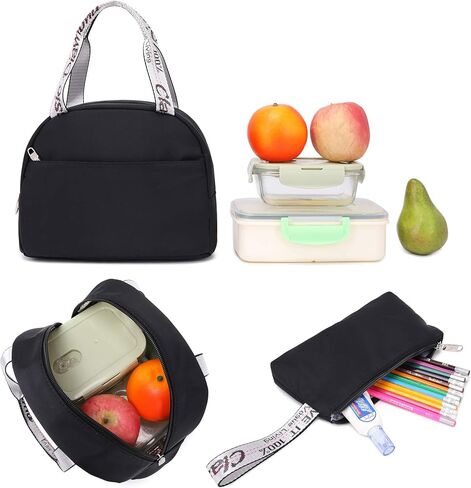 Hey Yoo School Backpack for Girls Women Children Kids Backpack School Bag Bookbag Set with Lunch Bag for Teen Girl (Black) in Saudi Arabia