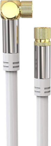 Coaxial Cable RG6 (15 feet, White) Quad Shield Straight Male to 90 Degree Angled Male F-Type Connector with 2 Way Splitter, Couplers, Nail Cable Clips in Saudi Arabia