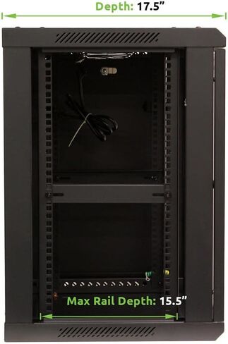 NavePoint 12U خادم شبكة مثبت على الحائط مقاس 19 بوصة خزانة حامل وقفل باب زجاجي مع أرفف in Kuwait