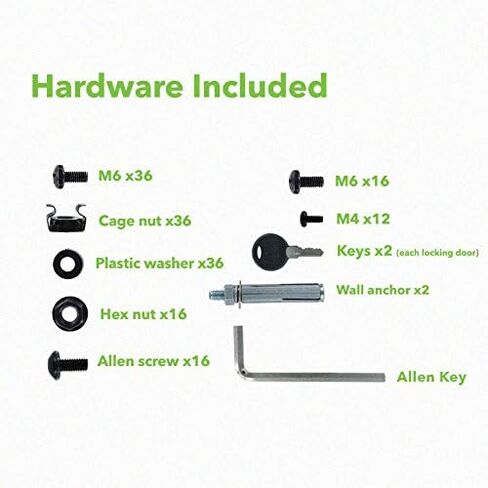 NavePoint 12U خادم شبكة مثبت على الحائط مقاس 19 بوصة خزانة حامل وقفل باب زجاجي مع أرفف in Kuwait