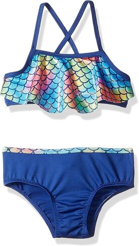 بدلة سباحة مكونة من قطعتين بطبعة حورية البحر بألوان قوس قزح للفتيات in Kuwait