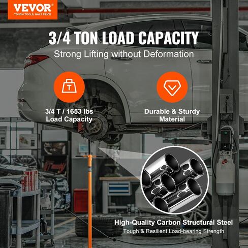 VEVOR SJS-10 Underhoist, Lifting from 38.4" to 74.8" 3/4 Ton Capacity Under Hoist Jack Stand, Bearing Mounted Spin Handle, Two Wheels, Self-Locking Threaded Screw, Support Vehicle Components, Orange in Saudi Arabia