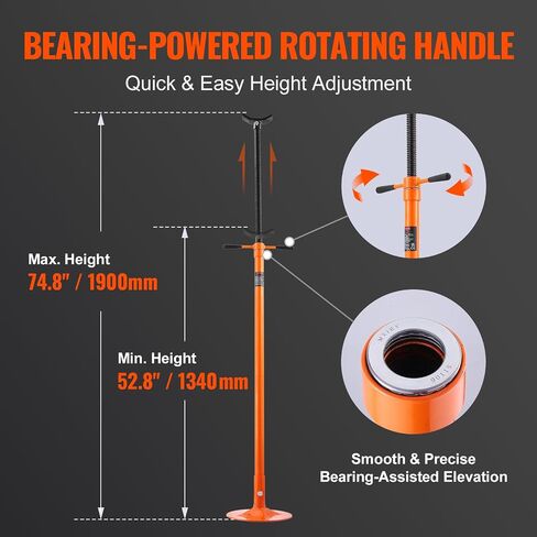 VEVOR SJS-10 Underhoist, Lifting from 38.4" to 74.8" 3/4 Ton Capacity Under Hoist Jack Stand, Bearing Mounted Spin Handle, Two Wheels, Self-Locking Threaded Screw, Support Vehicle Components, Orange in Saudi Arabia