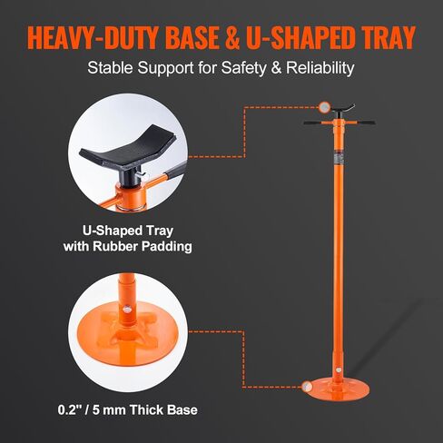 VEVOR SJS-10 Underhoist, Lifting from 38.4" to 74.8" 3/4 Ton Capacity Under Hoist Jack Stand, Bearing Mounted Spin Handle, Two Wheels, Self-Locking Threaded Screw, Support Vehicle Components, Orange in Saudi Arabia