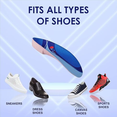 حشوات حذاء لالتهاب اللفافة الأخمصية - نعال داخلية قوية لدعم القوس العالي للنساء والرجال للمساعدة في القدم المسطحة، ودعم قوس الكعب وتخفيف الألم، مع كرة تمرين القدم - مؤهلة من FSA أو HSA in Kuwait