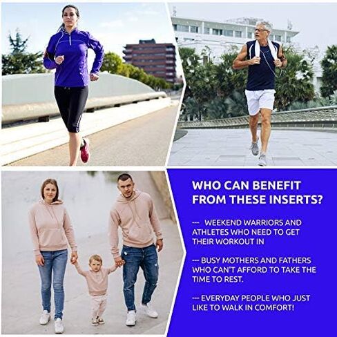 حشوات حذاء لالتهاب اللفافة الأخمصية - نعال داخلية قوية لدعم القوس العالي للنساء والرجال للمساعدة في القدم المسطحة، ودعم قوس الكعب وتخفيف الألم، مع كرة تمرين القدم - مؤهلة من FSA أو HSA in Kuwait