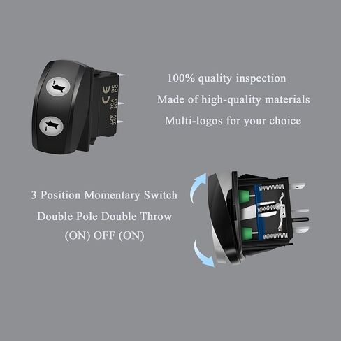 علامات القطع اليسرى مفتاح الروك المؤقت 7PIN DPDT (ON) Off (ON) Blue Led 3 أوضاع مقاومة للماء لاستبدال ملحقات السيارات والمركبات البحرية 12 فولت in Saudi Arabia