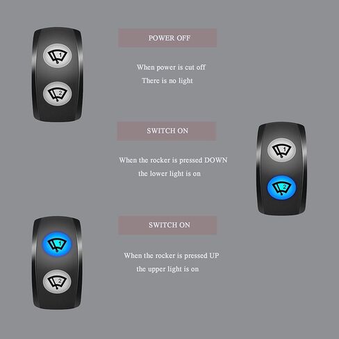 Trim Tabs Left Momentary Rocker Switch 7PIN DPDT (ON) Off (ON) Blue Led 3 Positions Waterproof for 12V Marine Boat Car Vehicles Accessories Replacement in Kuwait
