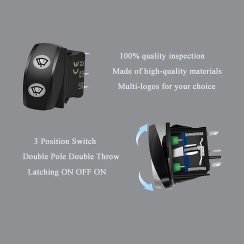 Trim Tabs Left Momentary Rocker Switch 7PIN DPDT (ON) Off (ON) Blue Led 3 Positions Waterproof for 12V Marine Boat Car Vehicles Accessories Replacement in Kuwait