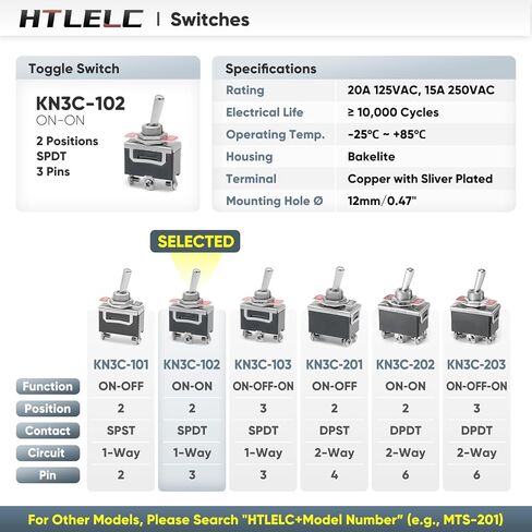 6 قطع تبديل التبديل مع غطاء مقاوم للماء KN3C-101، ON / Off SPST 2Pin 20A 12mm / 0.47 "مفاتيح الروك الباكليت شديدة التحمل محطة نحاسية مطلية بالفضة لسيارة السيارات البحرية in Kuwait
